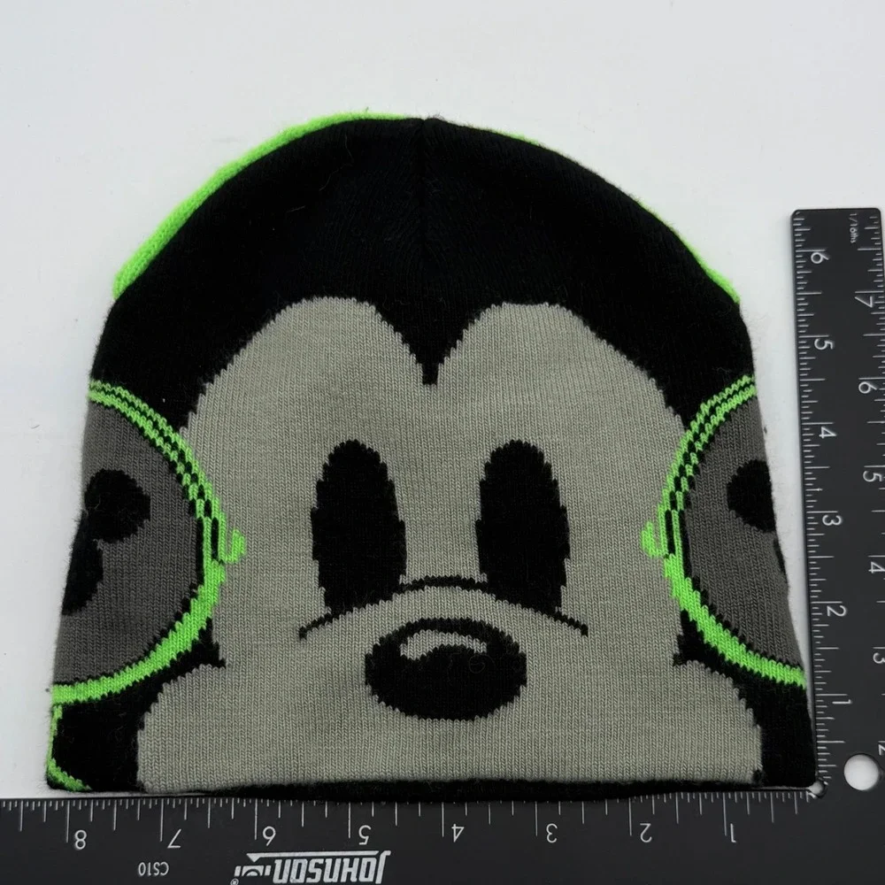 Disney Parks Youth Beanie Hat Black‎ Gray Green Mickey Mouse Knit Cap OS